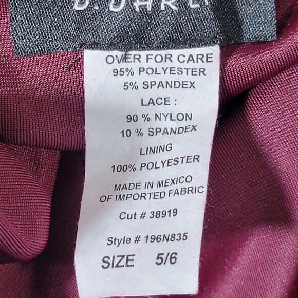 B. Darlin Spaghetti Strap V-Neck Lace Bra-Back Velvet Sheath Dress in Wine NWT - Picture 10 of 11